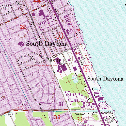 Topographic Map of South Daytona Post Office, FL