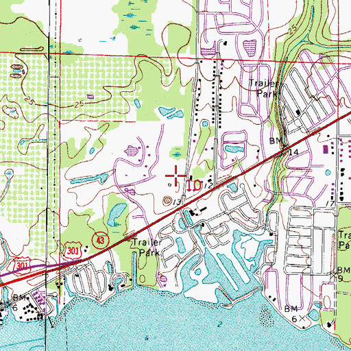 Topographic Map of Ellenton Post Office, FL