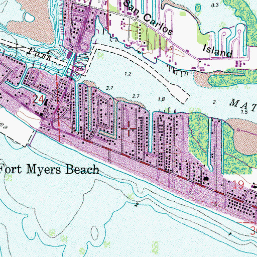 Topographic Map of Fort Myers Beach Post Office, FL