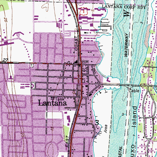 Topographic Map of Lantana Post Office, FL
