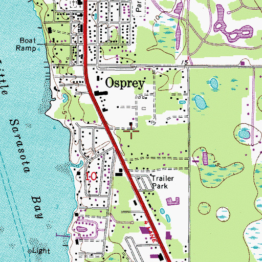 Topographic Map of Osprey Post Office, FL