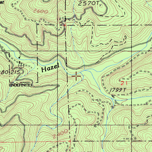 Topographic Map of Wards Cabin, CA