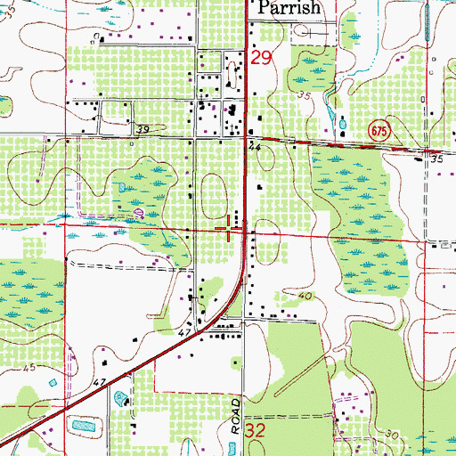 Topographic Map of Parrish Post Office, FL