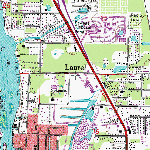 Topographic Map of Nokomis Post Office, FL