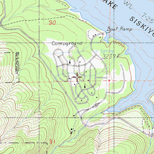 Topographic Map of Lake Siskiyou Campground, CA