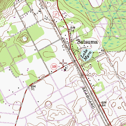 Topographic Map of Satsuma Post Office, FL