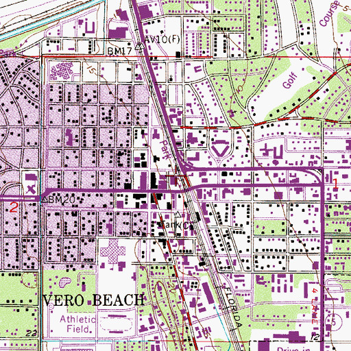 Topographic Map of Vero Beach Post Office, FL