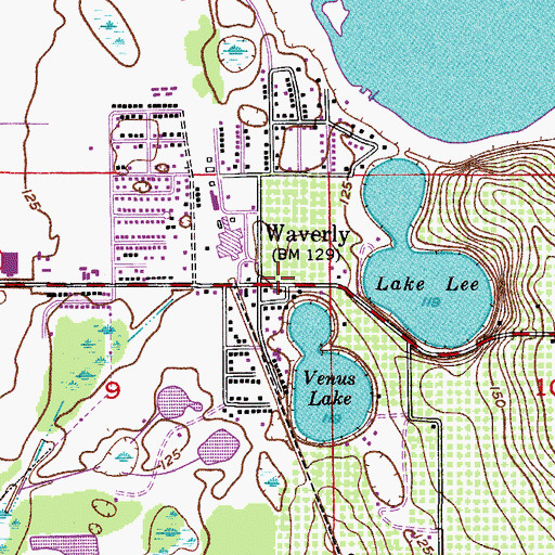 Topographic Map of Waverly Post Office, FL