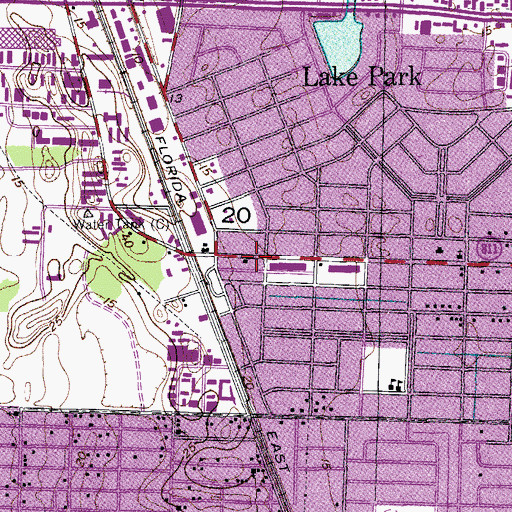 Topographic Map of Lake Park Post Office, FL