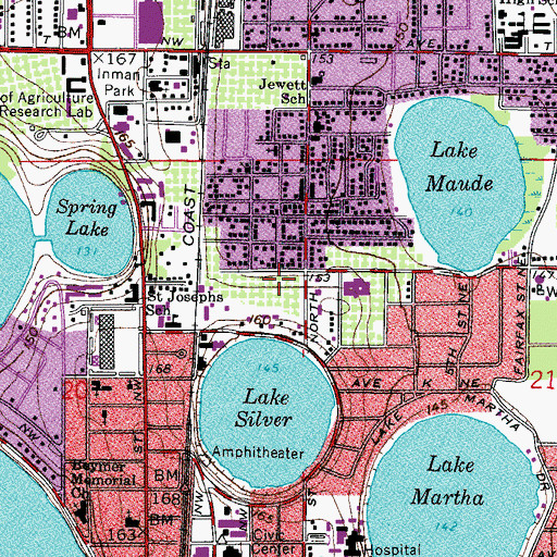 Topographic Map of Florence Villa Post Office, FL