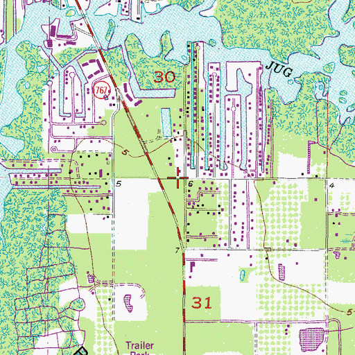 Topographic Map of Bokeelia Post Office, FL