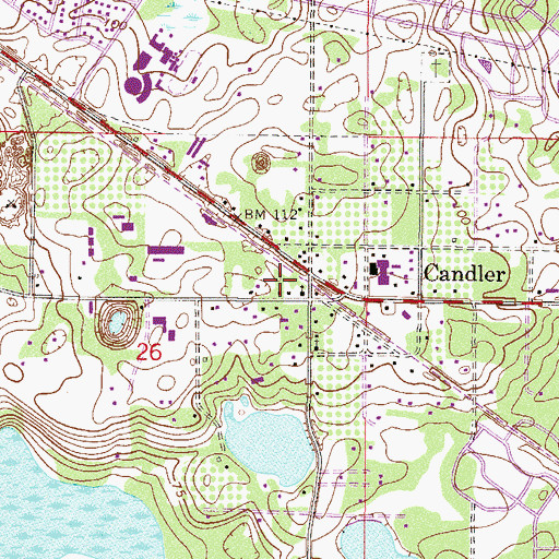 Topographic Map of Candler Post Office, FL