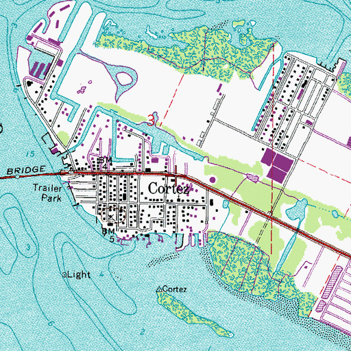 Topographic Map of Cortez Post Office, FL