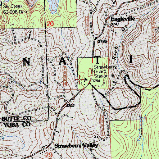 Topographic Map of Strawberry Guard Station, CA