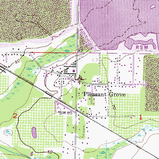 Topographic Map of Durant Post Office, FL