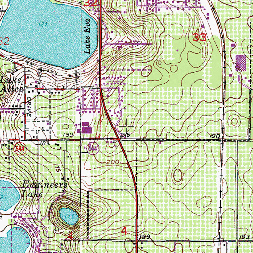 Topographic Map of Haines City Post Office, FL