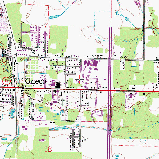 Topographic Map of Oneco Post Office, FL