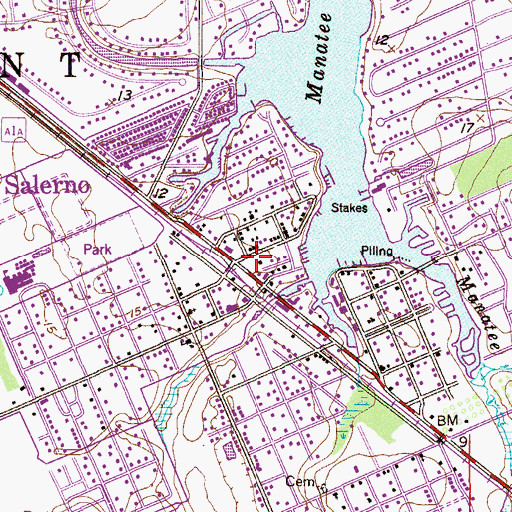 Topographic Map of Port Salerno Post Office, FL