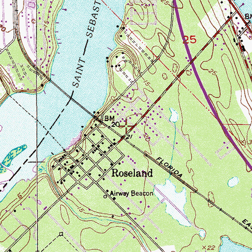 Topographic Map of Roseland Post Office, FL