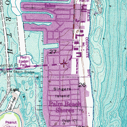 Topographic Map of Singer Island Post Office, FL
