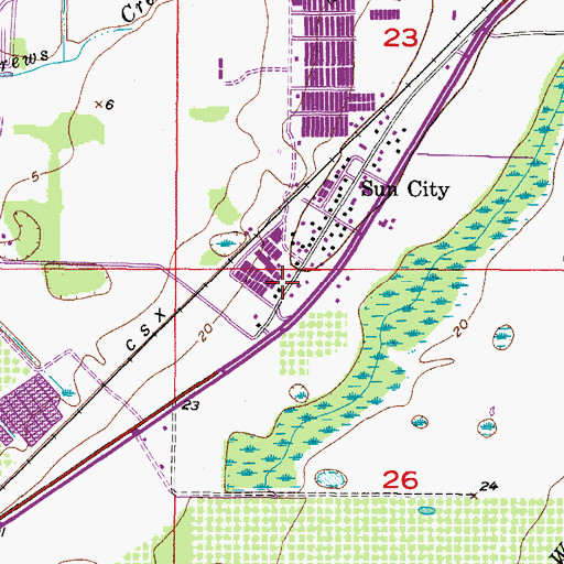 Topographic Map of Sun City Post Office, FL