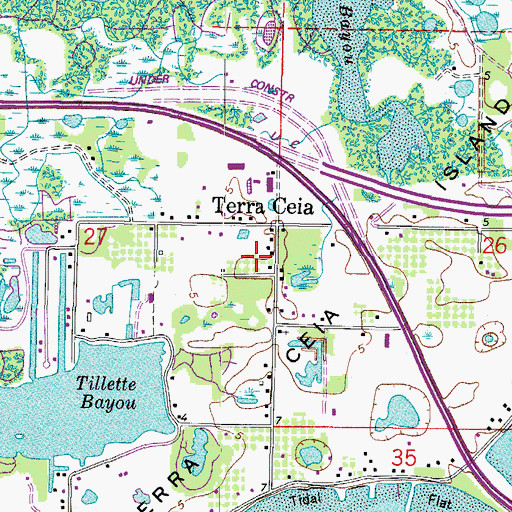 Topographic Map of Terra Ceia Post Office, FL