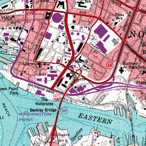 Topographic Map of Norfolk City Jail, VA