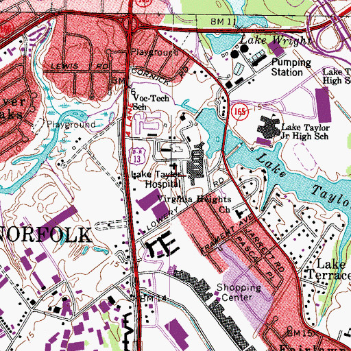 Topographic Map of Norfolk Juvenile Detention Center, VA