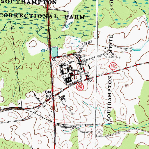 Topographic Map of Southampton Correctional Center, VA