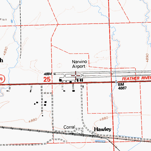 Topographic Map of Nervino Airport, CA