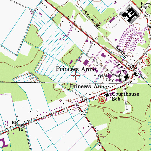 Topographic Map of Virginia Beach Juvenile Detention Center, VA