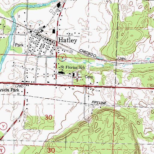 Topographic Map of Saint Florian Parish Cemetery, WI