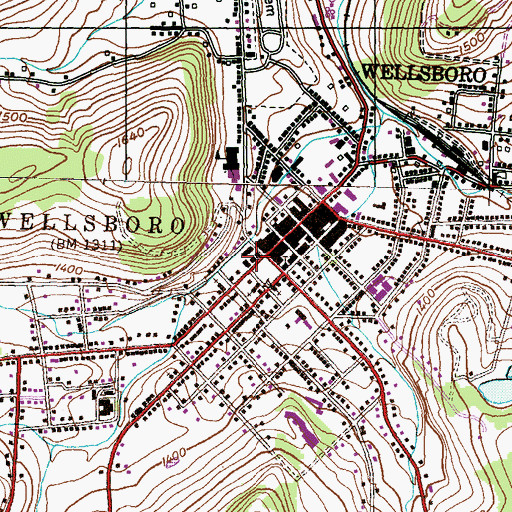 Topographic Map of Tioga County Sheriff's Office, PA