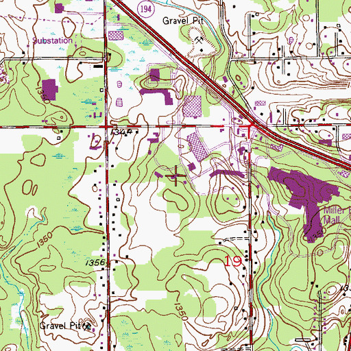 Topographic Map of Miller Hill Post Office, MN