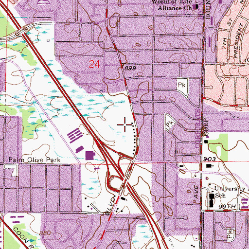 Topographic Map of Coon Rapids Post Office, MN