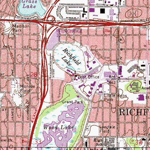 Topographic Map of Richfield Post Office, MN