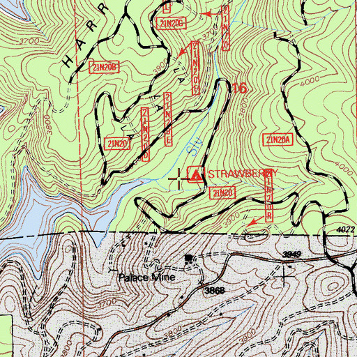 Topographic Map of Strawberry Campground, CA