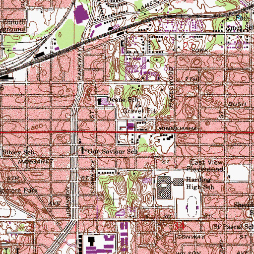 Topographic Map of Daytons Bluff Post Office, MN