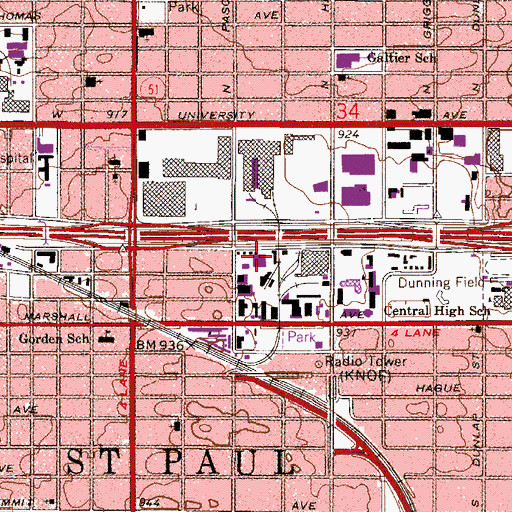 Topographic Map of Industrial Post Office, MN