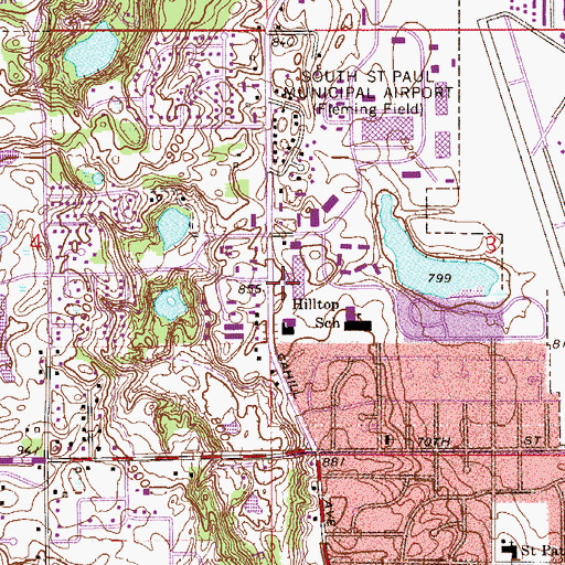 Topographic Map of Inver Grove Heights Post Office, MN