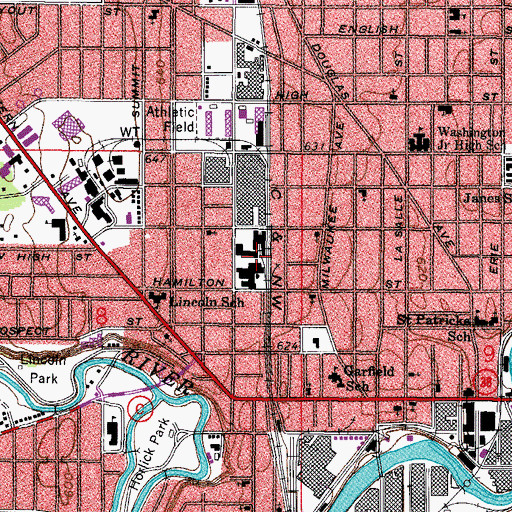Topographic Map of Racine Youthful Offender Correctional Facility, WI