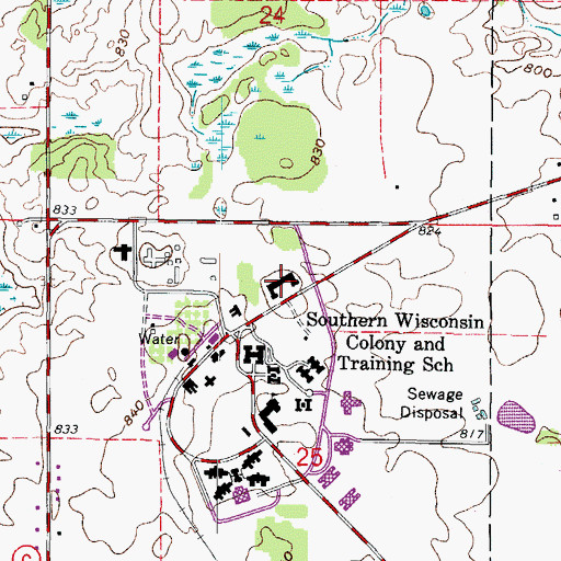 Topographic Map of Robert E Ellsworth Correctional Center, WI