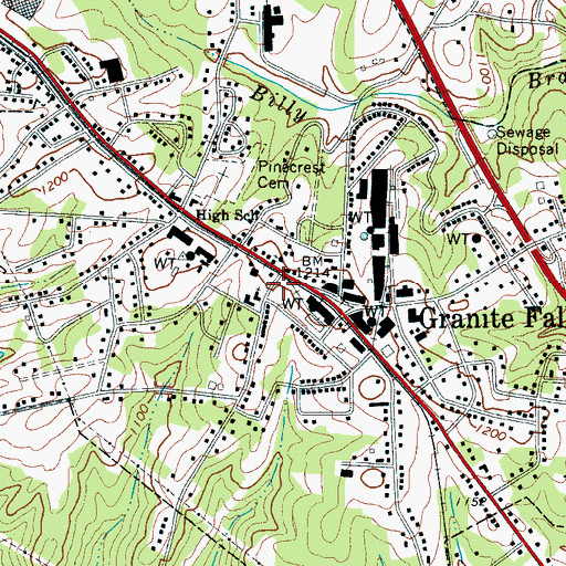 Topographic Map of Granite Falls Post Office, NC