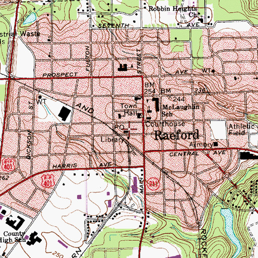Topographic Map of Raeford Post Office, NC