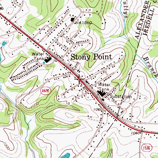 Topographic Map of Stony Point Post Office, NC