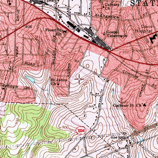 Topographic Map of Statesville Post Office, NC