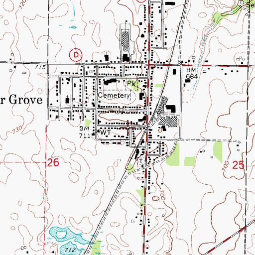 Topographic Map of Cedar Grove Post Office, WI