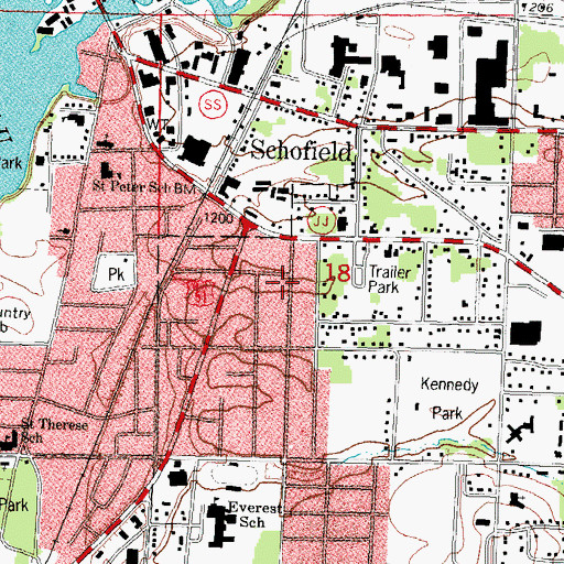 Topographic Map of Schofield Post Office, WI