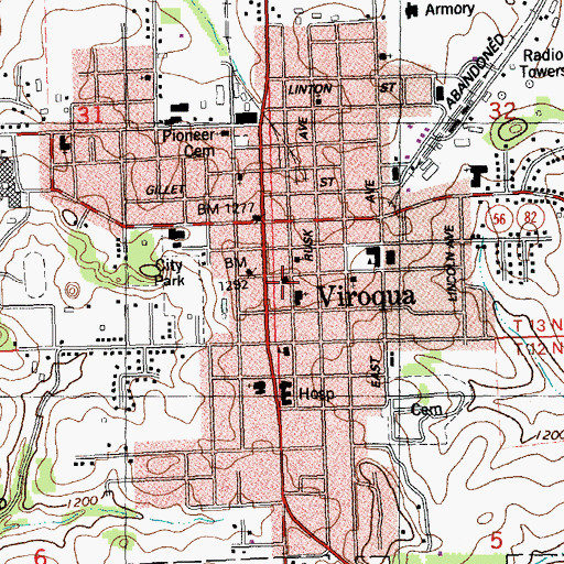 Topographic Map of Viroqua Post Office, WI