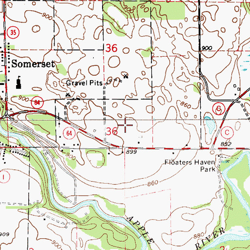 Topographic Map of Somerset Post Office, WI